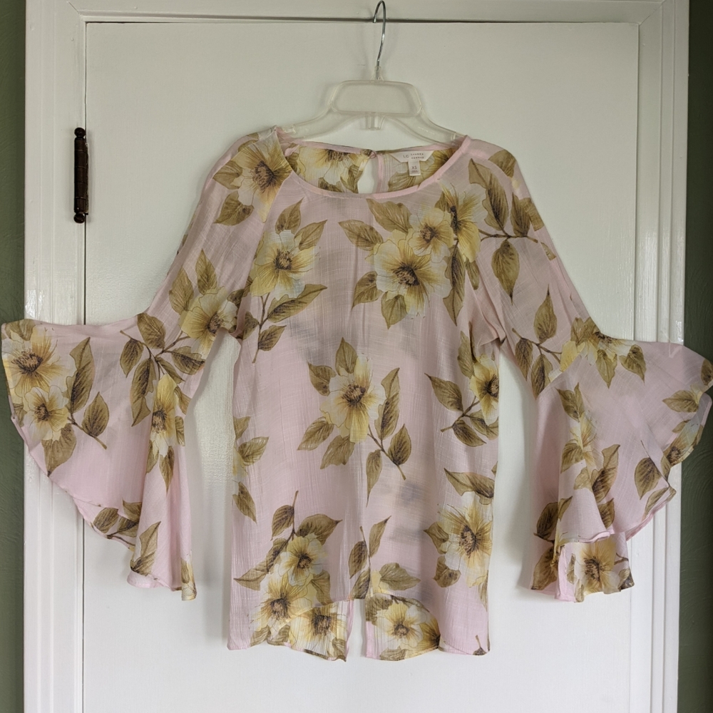 2 tops for $10 Lauren Conrad Bell Sleeve Pastel Floral Print